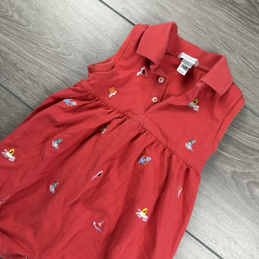 Ralph Lauren Baby Sleeveless Embroidered Boating Polo Dress Red 24 Months